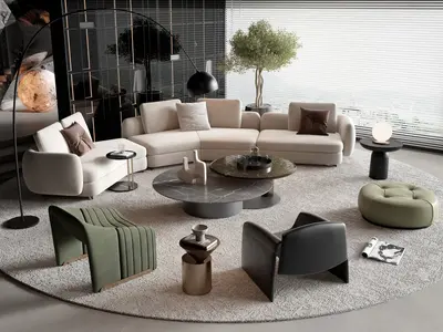 Modern Sofa & Side Table Set
