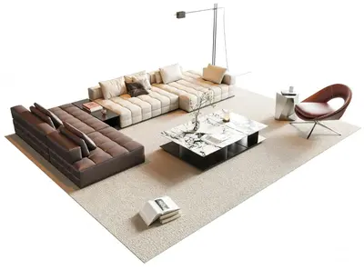 Modern Sofa & Side Table Set