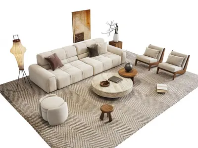 Modern Sofa & Side Table Set