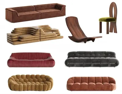 Mid-Century Modern Modular Sofa Set