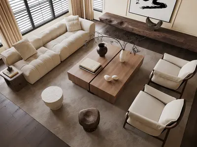 Mid-Century Modern Home Living Room