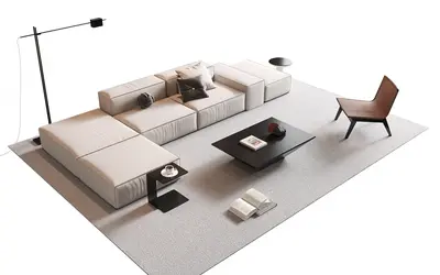 Modern Sofa & Side Table Set